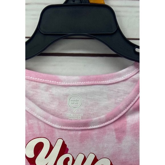 Wonder Nation Pink Tie Dye 3/4 Ruffle Sleeves You Are Loved Girl's Dress Size 4T - Picture 6 of 6